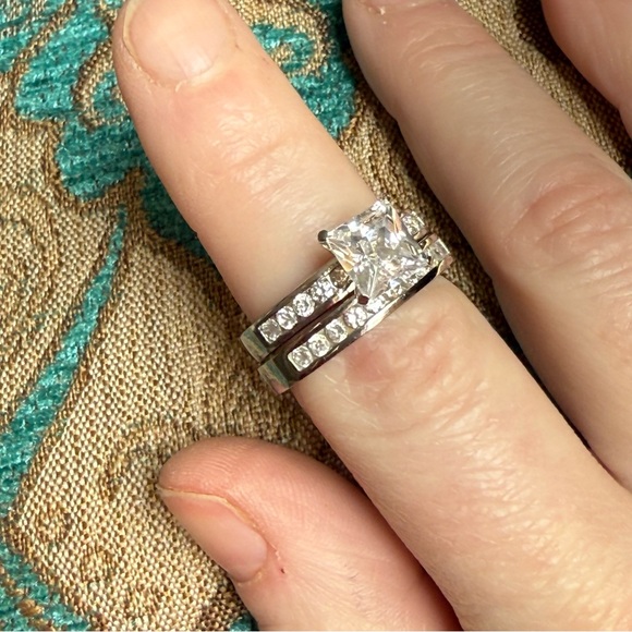 Tiffany Set Solitaire Princess Cut, Marquis, Round Engagement Sim. Diamond Ring - Picture 7 of 10